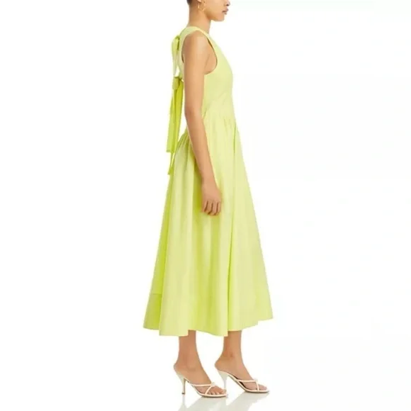 NEW Cinq à Sept Benita Fit and flare midi lime green dress sz 2 - Picture 2 of 6